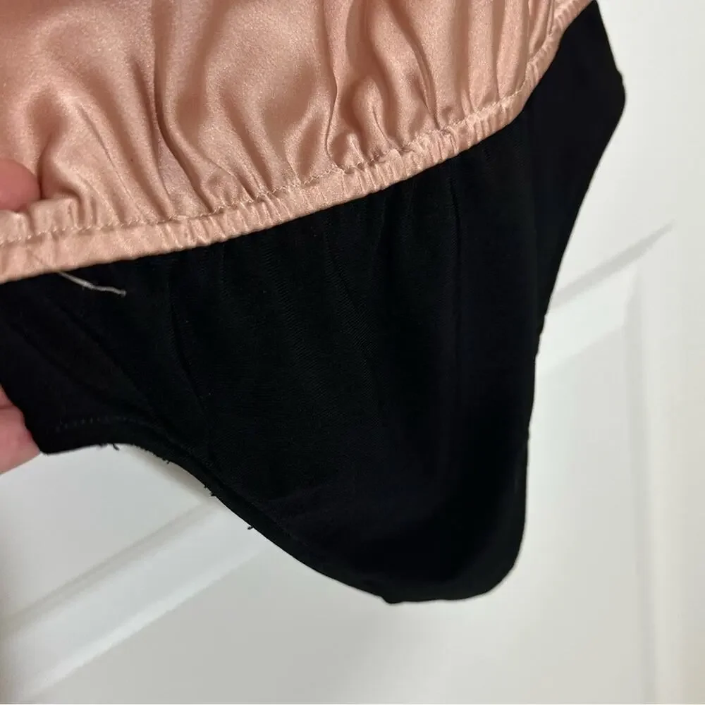Show Me Your Mumu Tank Top Diane Bodysuit Rose Gold Satin Quiet Luxury Medium